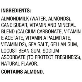 Silk Vanilla Almondmilk non-GMO verified ingredient profile and clean labeling.