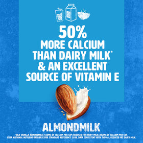 Silk Vanilla Almondmilk packaging highlights vegan and non-dairy claims.