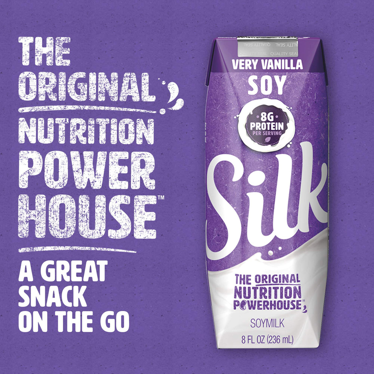 Silk Vanilla Soymilk served in a glass with a creamy appearance
