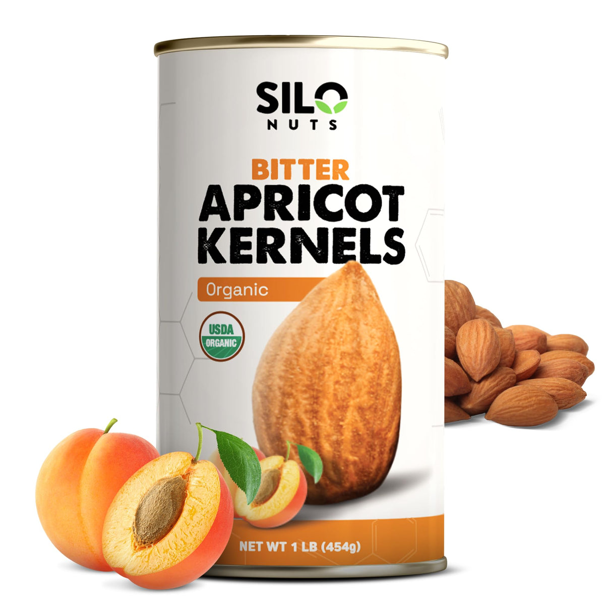 SILO Nuts organic bitter apricot kernels 16oz bag for pantry use