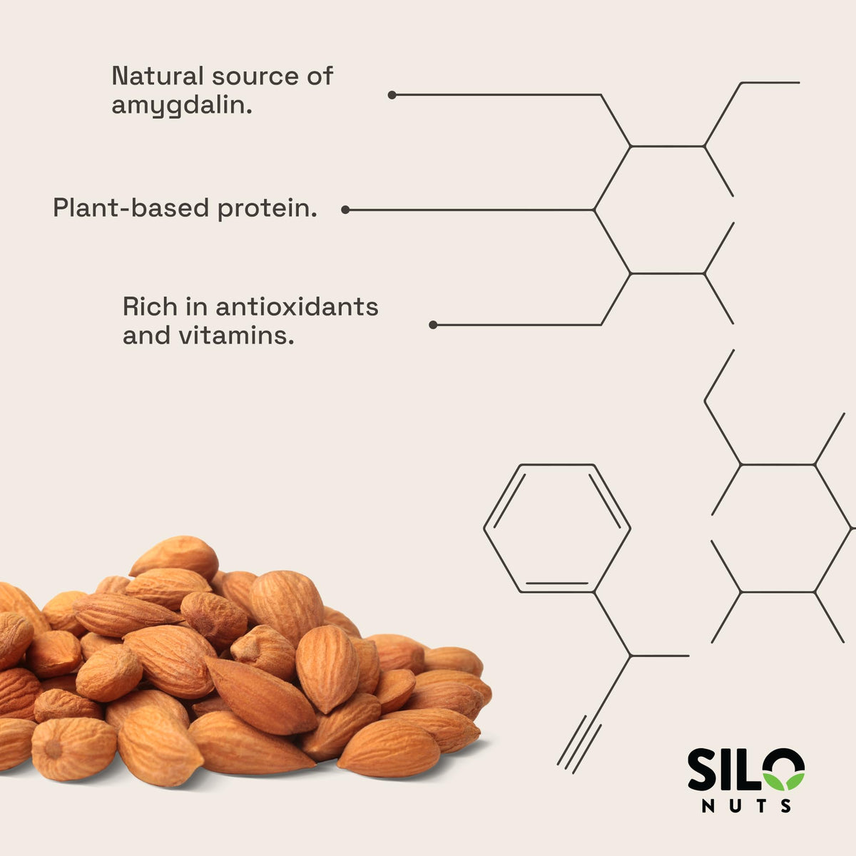 SILO Nuts organic bitter apricot kernels in bowl for versatile cooking