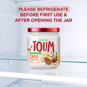 Simon Foods TOUM spread on toast showcasing dairy-free garlic goodness