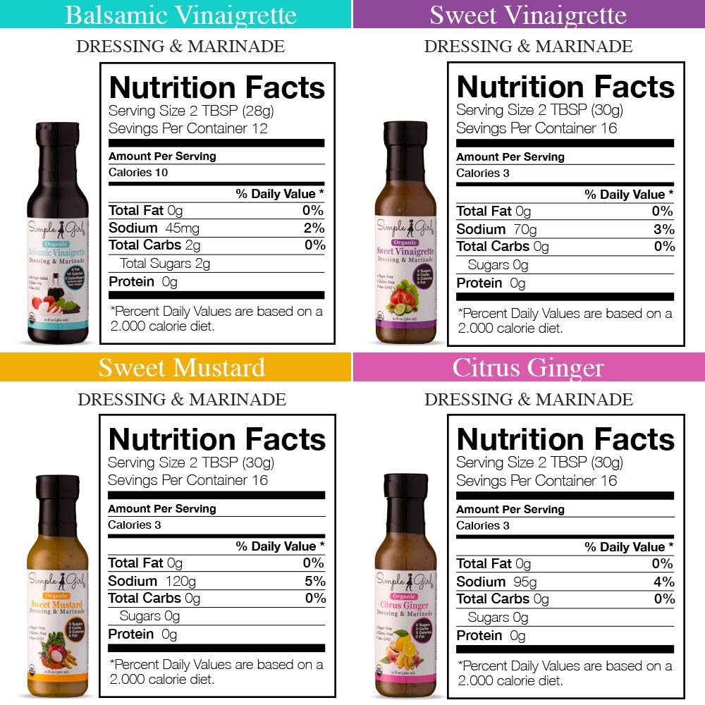 Simple Girl Balsamic Vinaigrette bottle offers low carb, gluten-free greens.