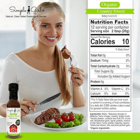 Simple Girl Carolina Kick label emphasizing premium organic sauce with sugar-free bold flavor.