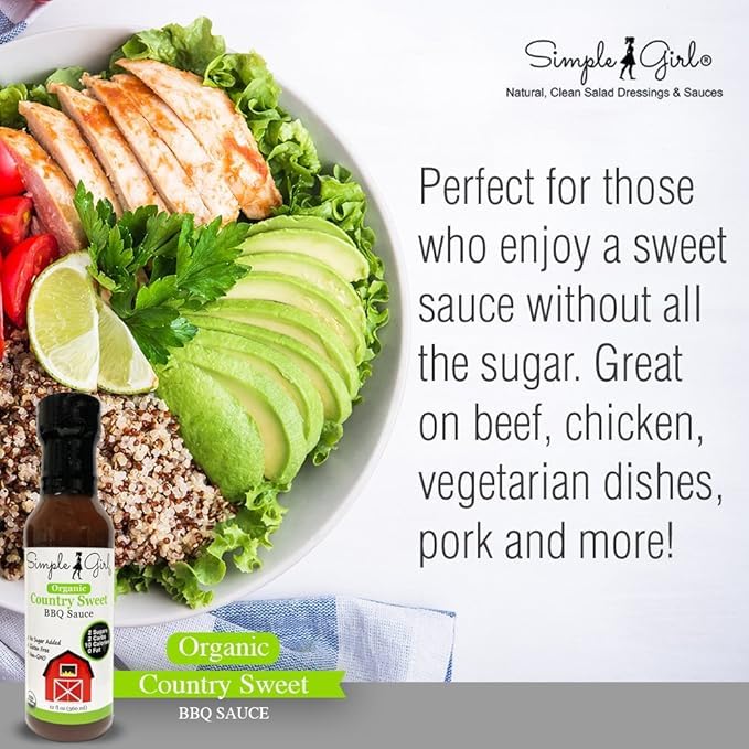 Simple Girl Southern Blend label focusing on organic ingredients and low-sugar tang for sandwiches.