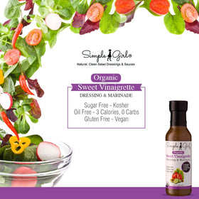 In a kitchen scene, Simple Girl Sweet Vinaigrette stands as a diet-friendly pantry staple