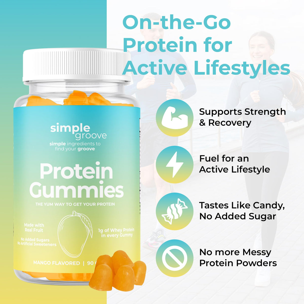 Simple Groove Protein Gummies family use suitable for women, men, and kids.