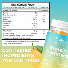 Simple Groove Mango flavor gummies close-up with bright, fruity appeal.