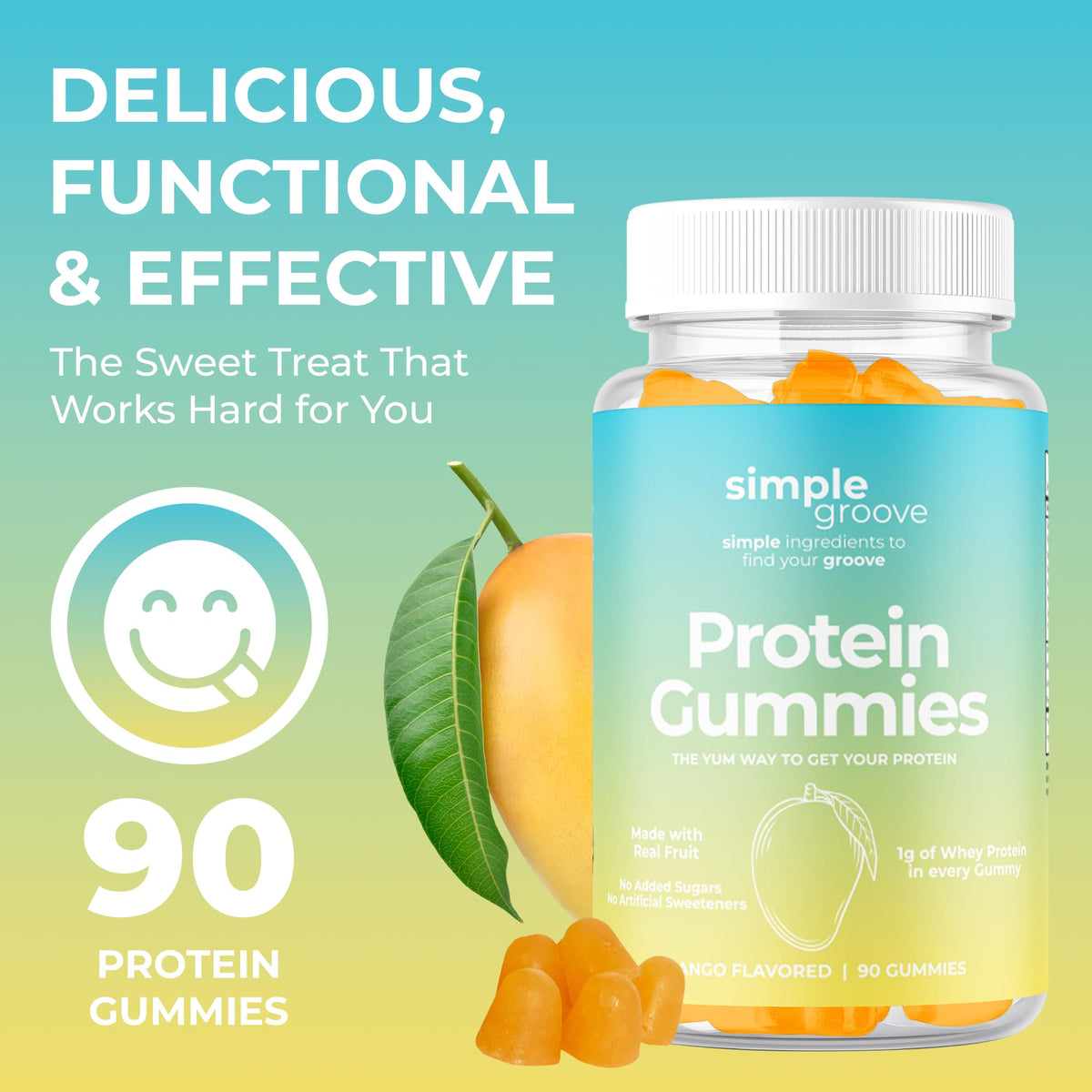 Simple Groove Protein Gummies on-the-go pack ready for travel.