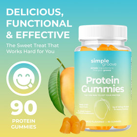 Simple Groove Protein Gummies on-the-go pack ready for travel.