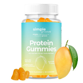 Simple Groove Protein Gummies packaging showcases a convenient on-the-go protein snack.