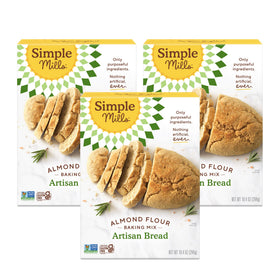 Simple Mills almond flour bread mix packaging showing three boxes for gluten-free baking