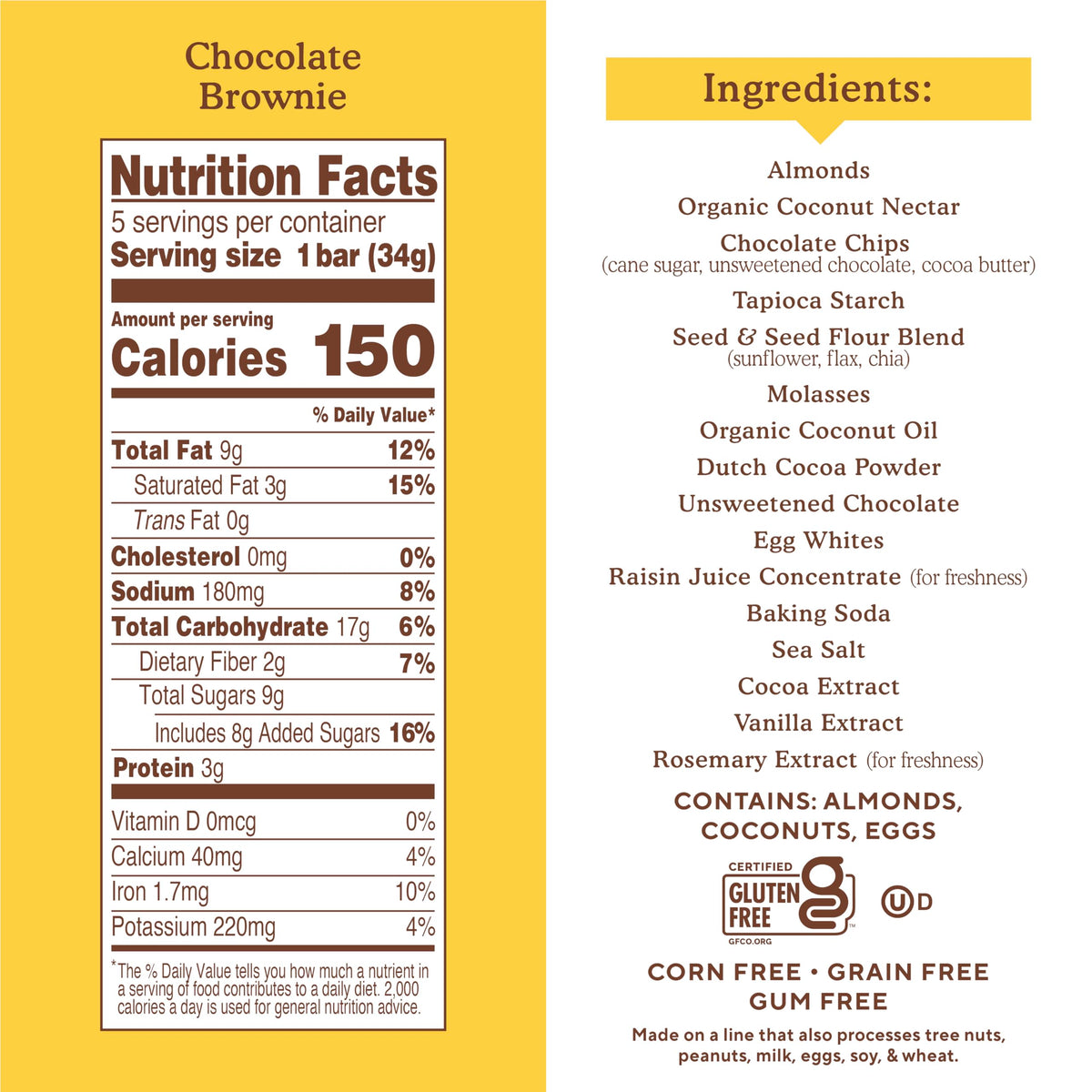 Simple Mills almond flour bars ingredients with visible nuts and seeds in chocolate bite