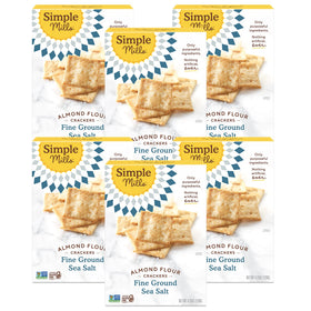 Simple Mills Almond Flour Crackers sea salt box ideal gluten-free snack.