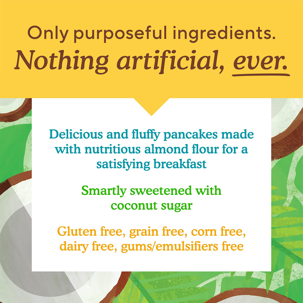 Simple Mills ingredients display for gluten-free almond pancake mix.