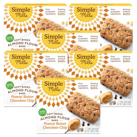 Simple Mills almond flour peanut butter chocolate bar packaging on shelf as gluten-free snack