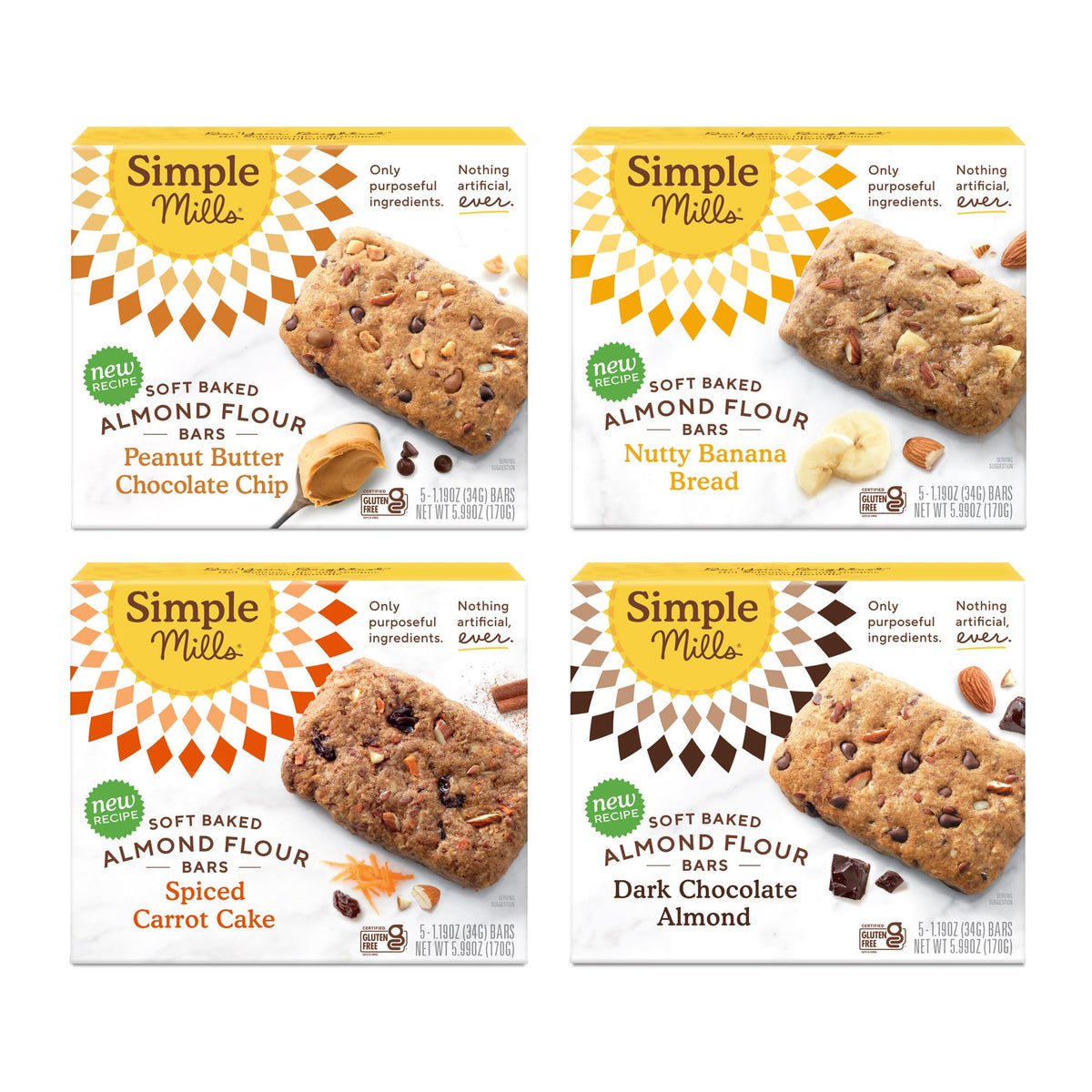 Simple Mills Almond Flour Snack Bars Nutty Banana pack, convenient breakfast on the go.