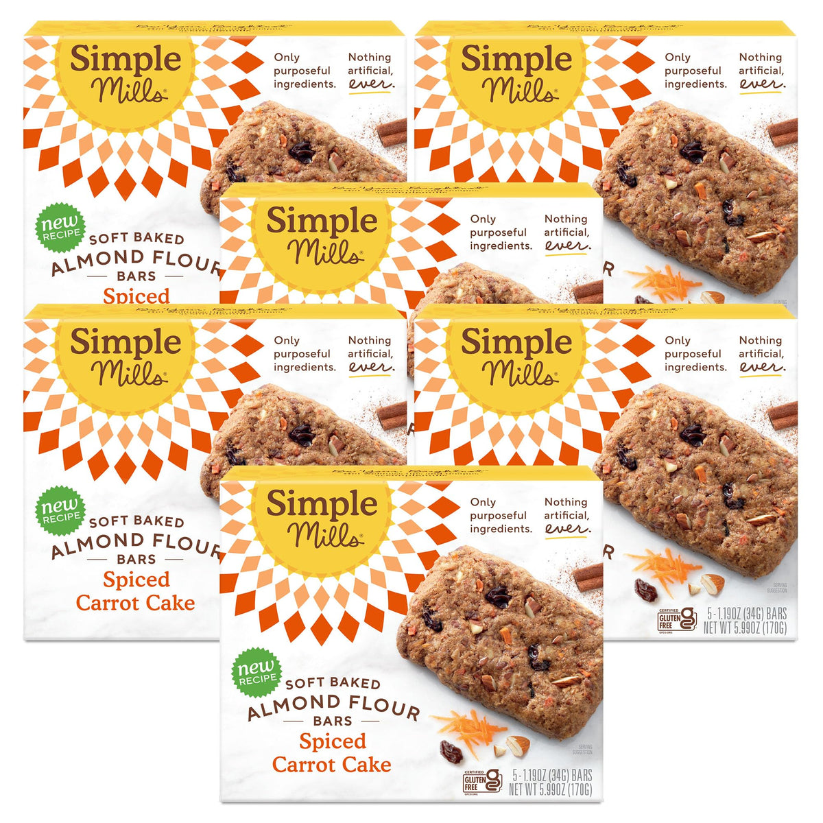 Simple Mills almond flour snack bar pack shot, gluten-free breakfast option
