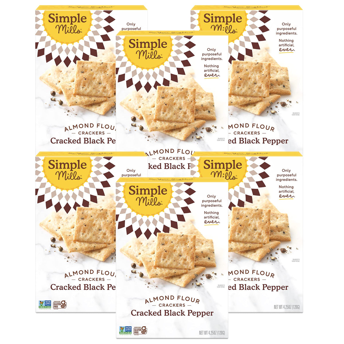 Simple Mills Black Cracked Pepper Almond Flour Crackers, gluten-free, ideal with cheese