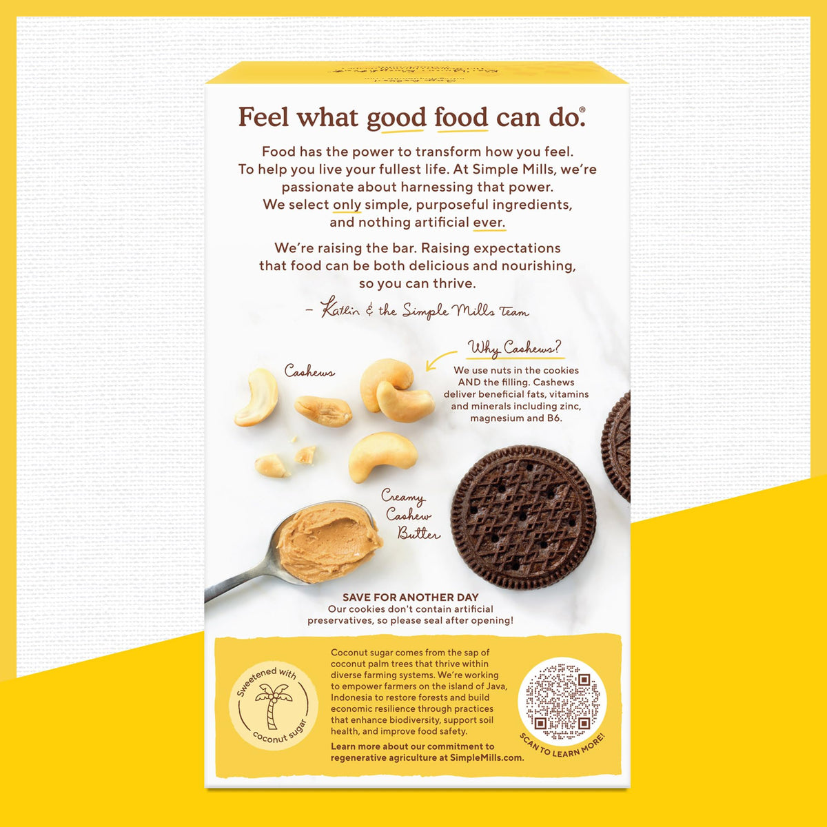 Packaging shows gluten free and vegan certifications for Simple Mills cookies