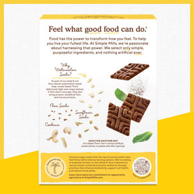 Simple Mills Mint Chocolate Sweet Thins ingredients list featuring seed flours.
