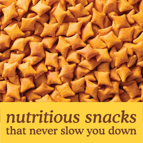 Simple Mills Pop Mmms cheddar veggie flour crackers ingredients card, veggie-flavored crunch.