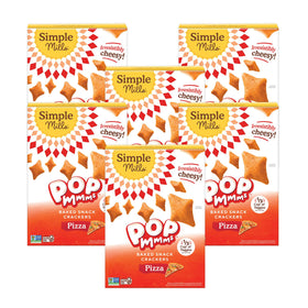 Simple Mills Pop Mmms Pizza crackers box front; gluten-free snack option.