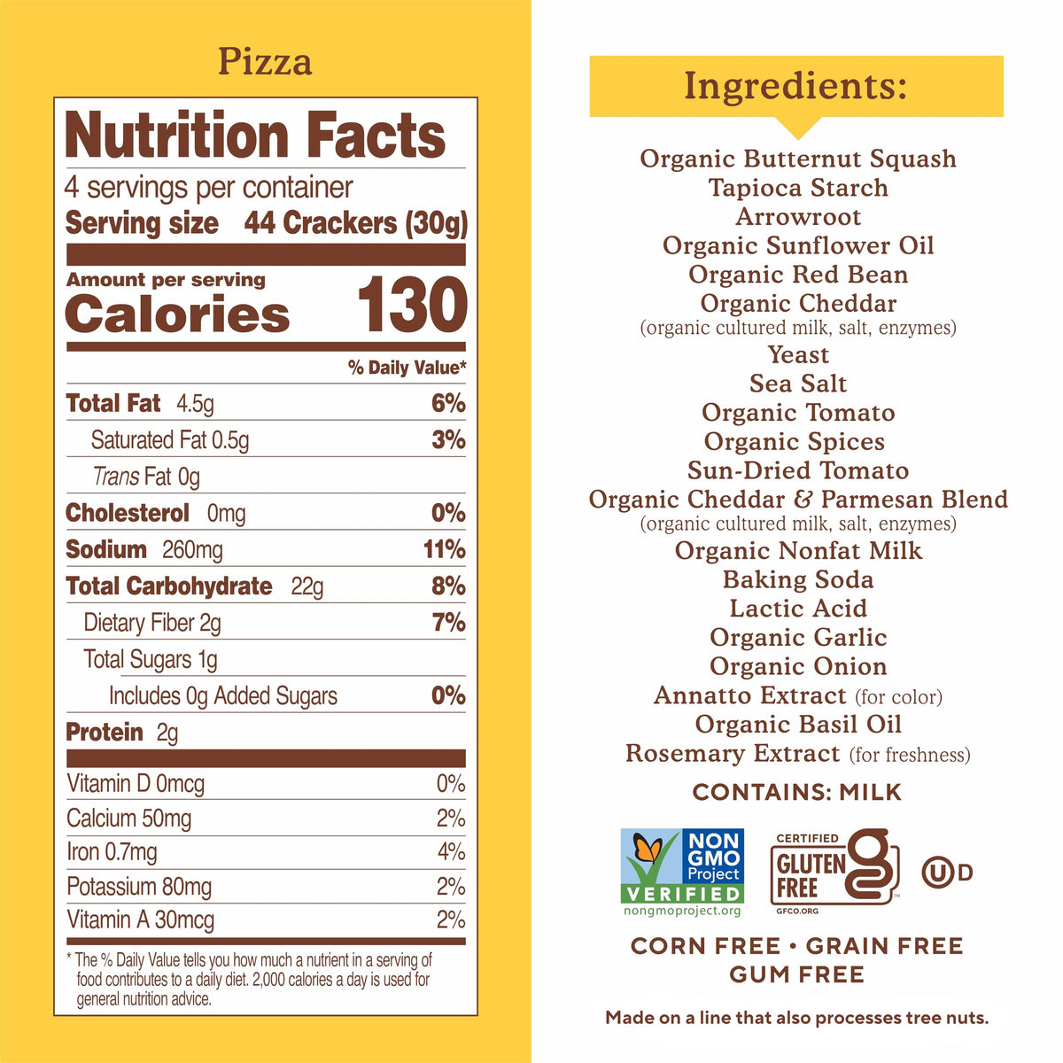 Simple Mills Pop Mmms Pizza crackers served; convenient 130-calorie snack.