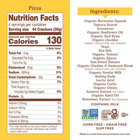 Simple Mills Pop Mmms Pizza crackers served; convenient 130-calorie snack.