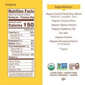 Simple Mills Seed Crackers Original packaging on shelf, family-size convenience.