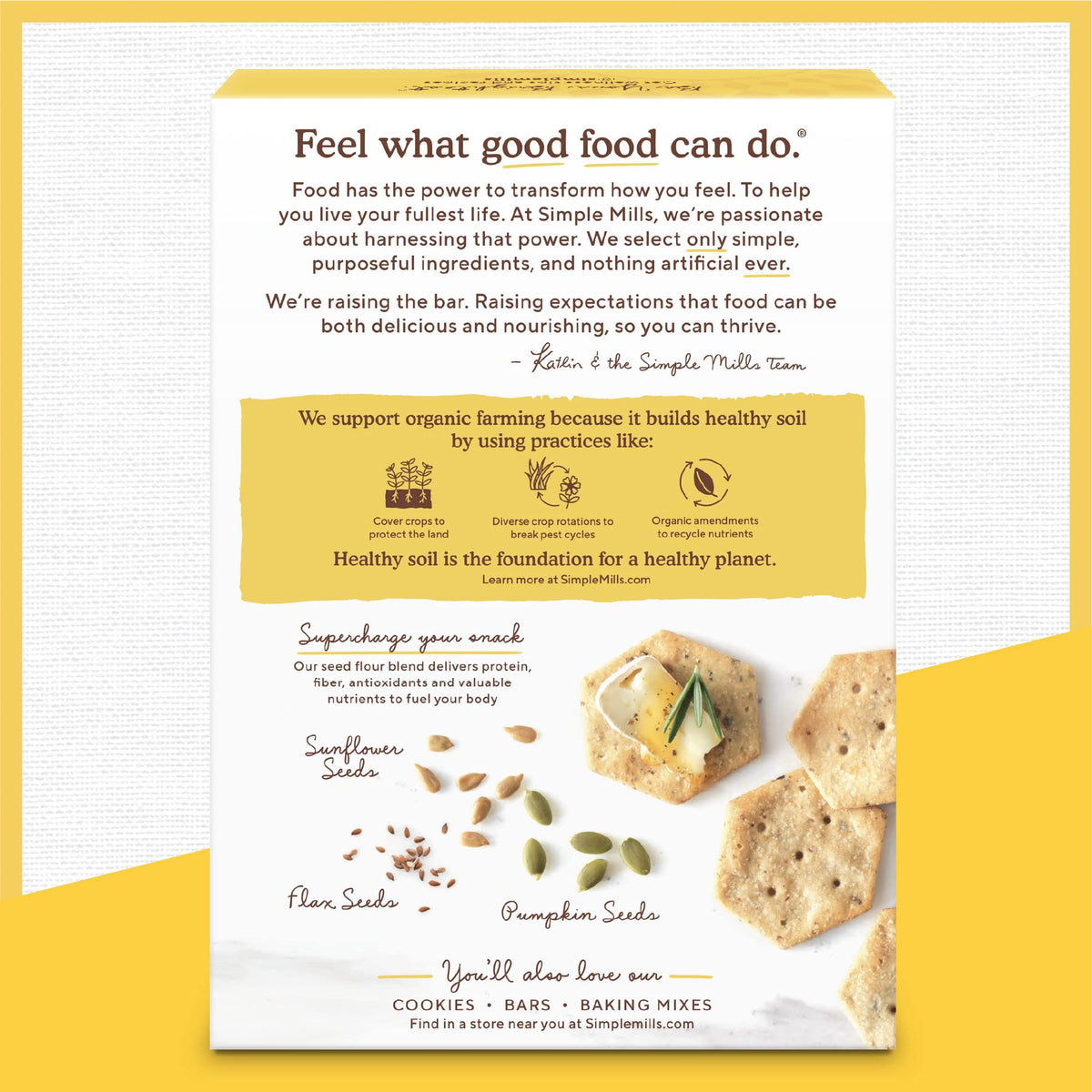 Simple Mills Seed Crackers Original on plate with dip, quick wholesome bite.