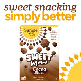 Close-up of Cocoa Blast bite showing a light, crispy texture for a quick wholesome treat.