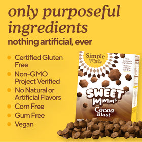 Simple Mills Cocoa Blast ingredients include buckwheat, sweet potato, and tigernut for fiber and minerals.