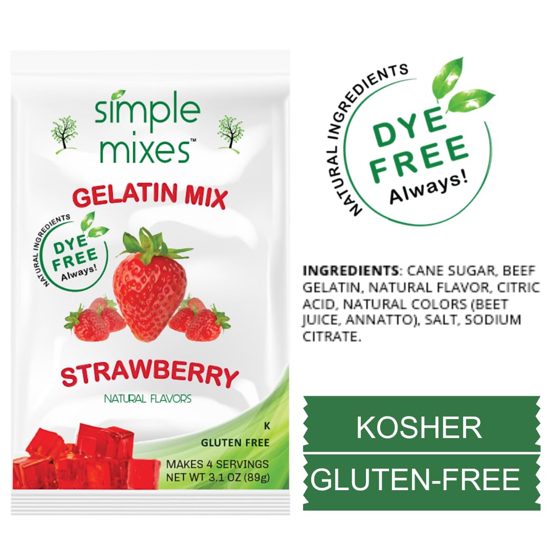 Simple Mixes Cherry gelatin bowl—dye-free color and fruity taste for snacks.