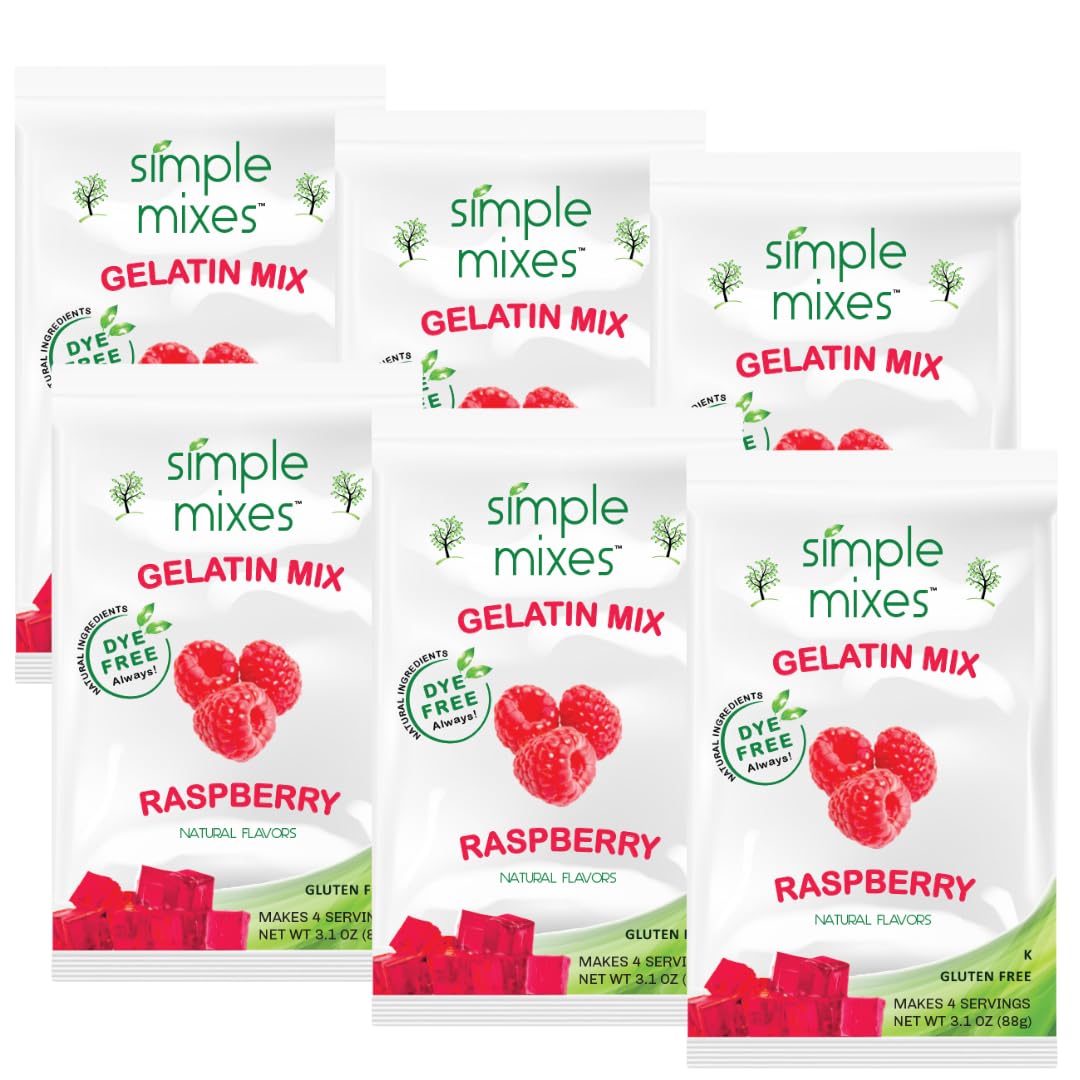 Simple Mixes Raspberry gelatin dessert in a bowl, ready to chill for a wholesome snack.