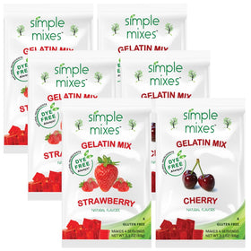 Simple Mixes Strawberry gelatin bowl—natural flavor for a quick, family-friendly dessert.
