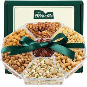 Simple Orchards Fathers Day Nuts Gift Basket on display, elegant gift for dad