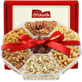 Simple Orchards Mothers Day Nuts Gift Basket with 7-section platter, ready for gifting