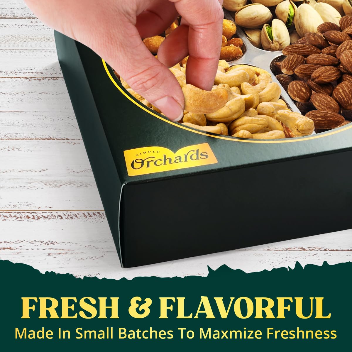 Vibrant pistachios in Simple Orchards gourmet selection