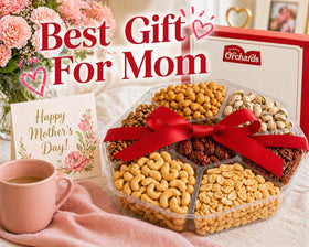 Simple Orchards seven-section platter detail highlighting diverse nut assortments