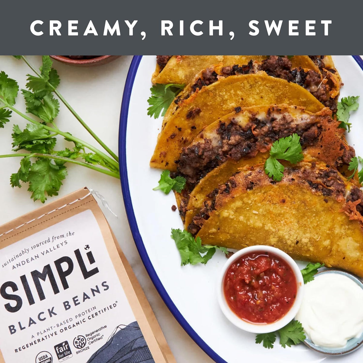 SIMPLi organic black beans in salads for protein and fiber