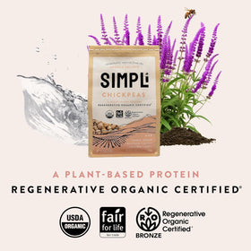 Dense, earthy SIMPLi chickpeas offering fiber and plant protein for balanced meals