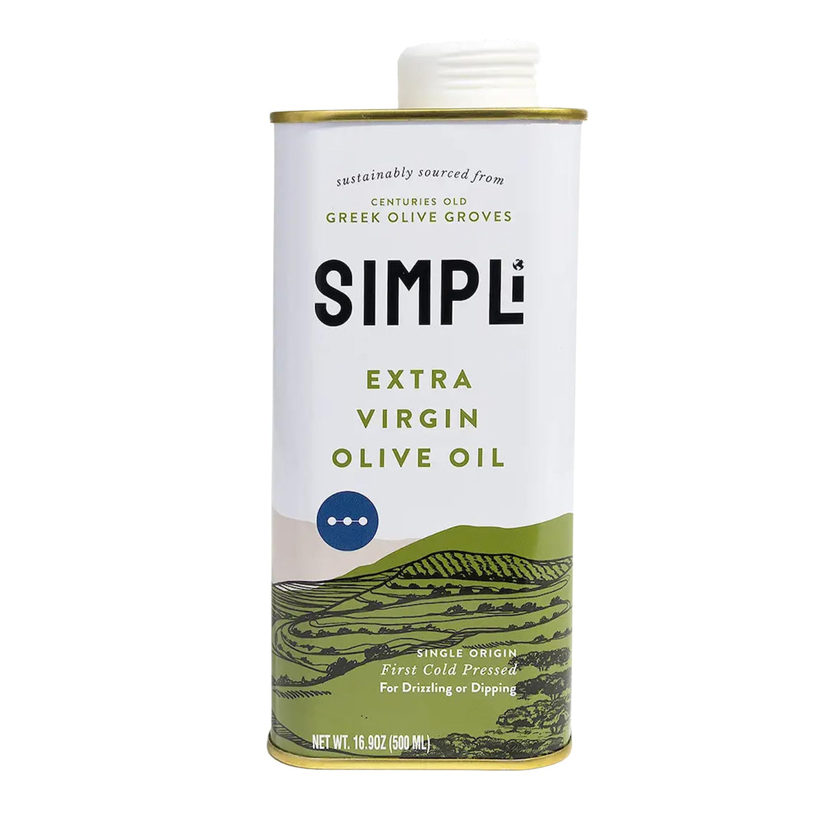 SIMPLi Greek olive oil bottle shows bright peppery flavor for dressings.