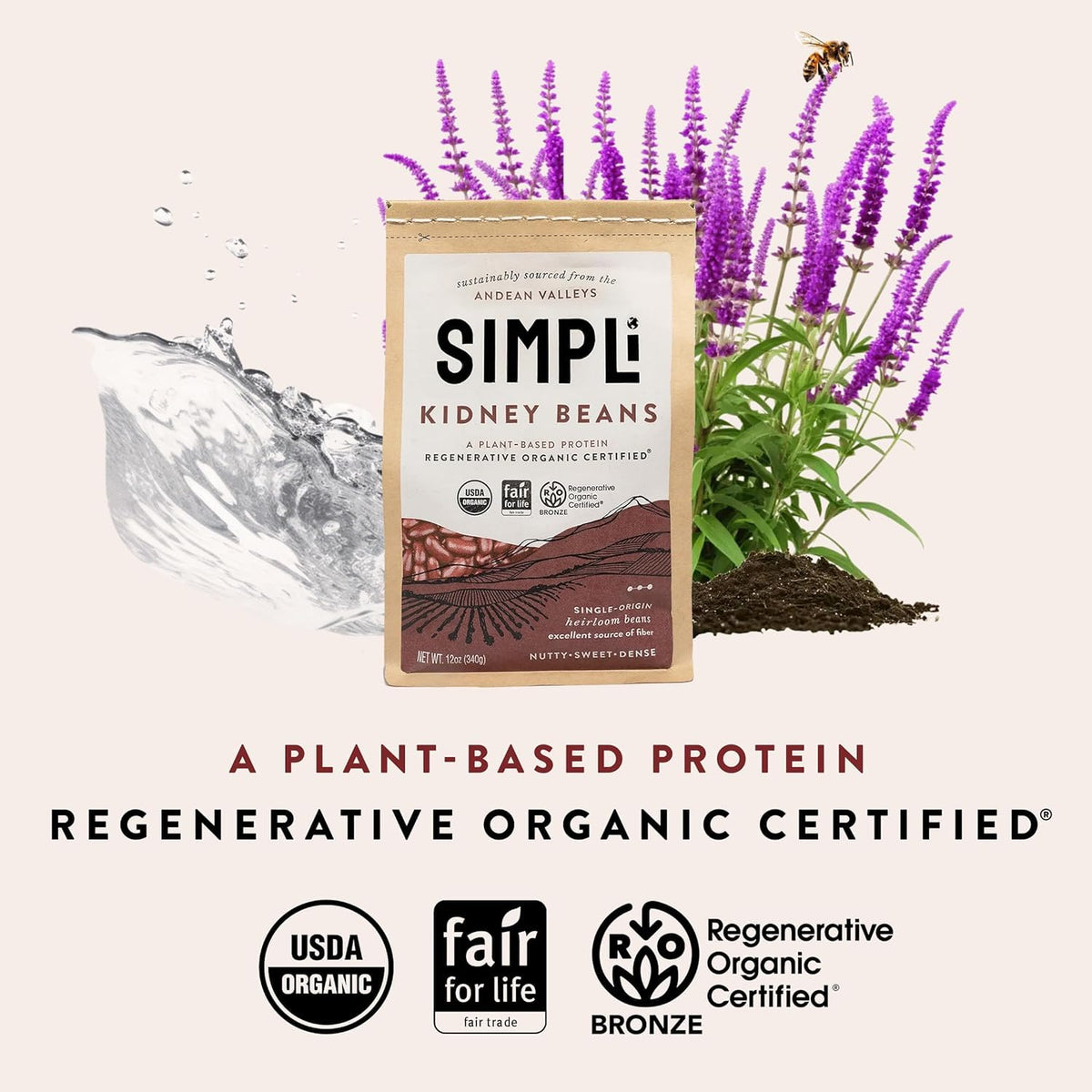 SIMPLi organic red kidney beans peek inside reveals plump beans for hearty meals.