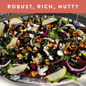 SIMPLi red quinoa in a salad with greens for fiber-rich meals.