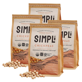 SIMPLi Regenerative Organic Chickpeas pack highlighting sustainable packaging for eco-conscious cooks