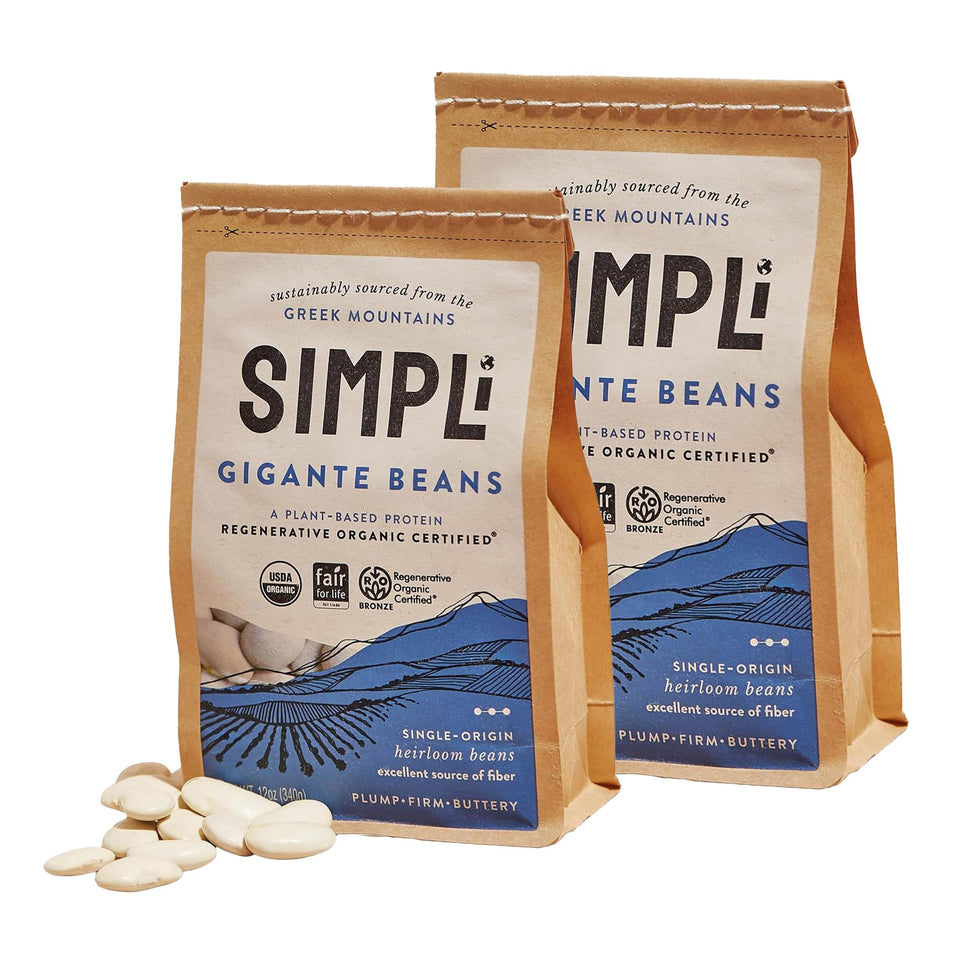 SIMPLi Regenerative Organic Gigante Beans in a bag, ideal for hearty soups.