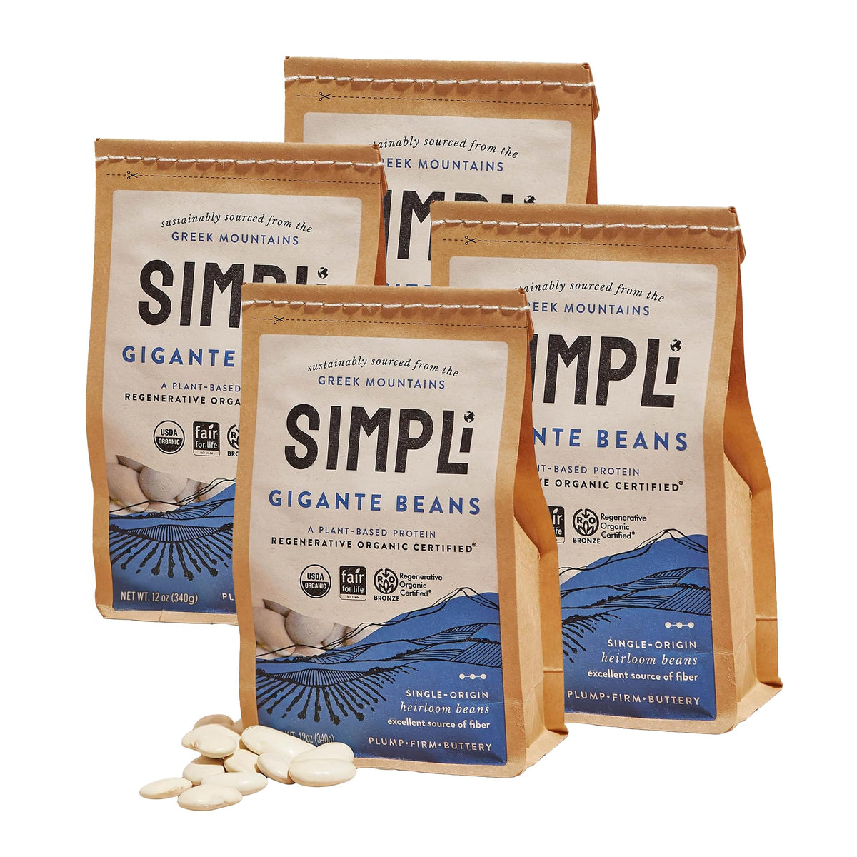 SIMPLi Regenerative Organic Gigante beans packaging signals a sustainable choice.