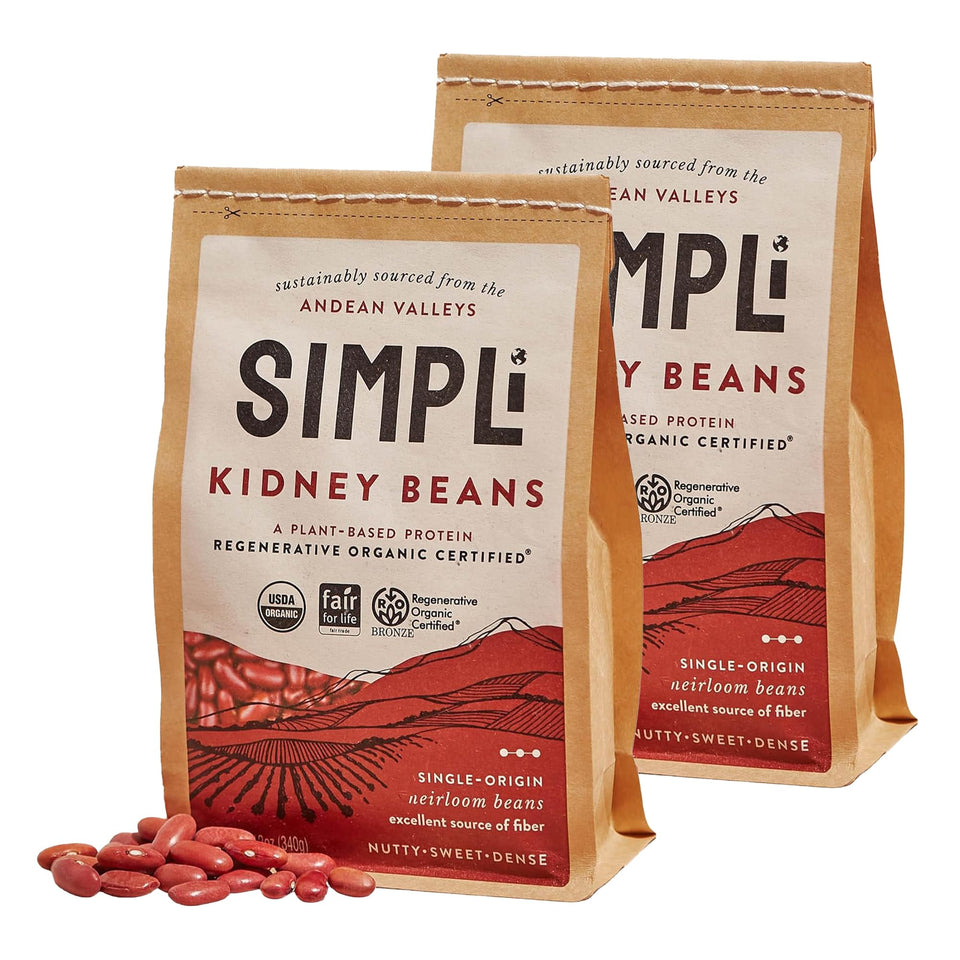 SIMPLi regenerative organic kidney beans pack front signals eco-friendly quality for mindful cooks.