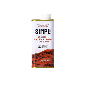 SIMPLi Spanish EVOO bottle pour highlights fresh flavor and finishing use.